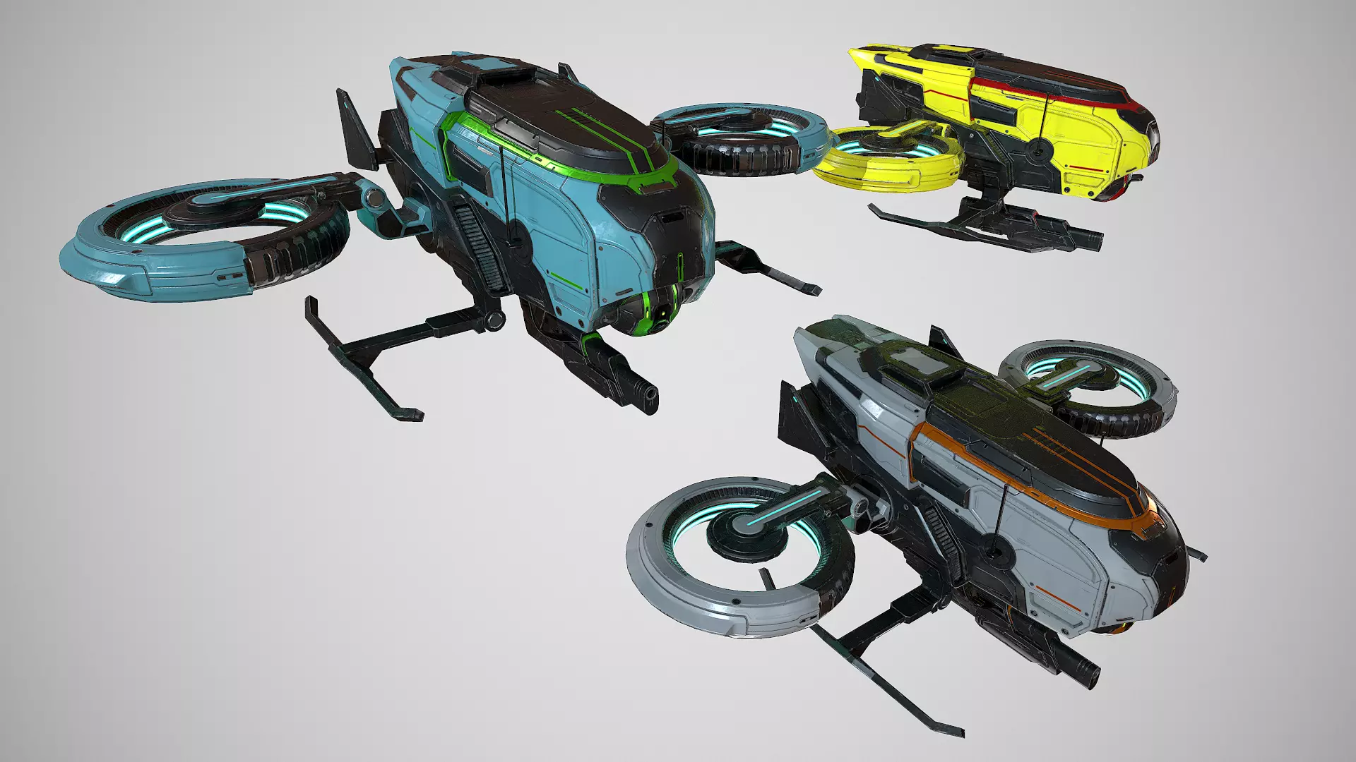 Drone sci fi low poly  Low-poly 3D model_10