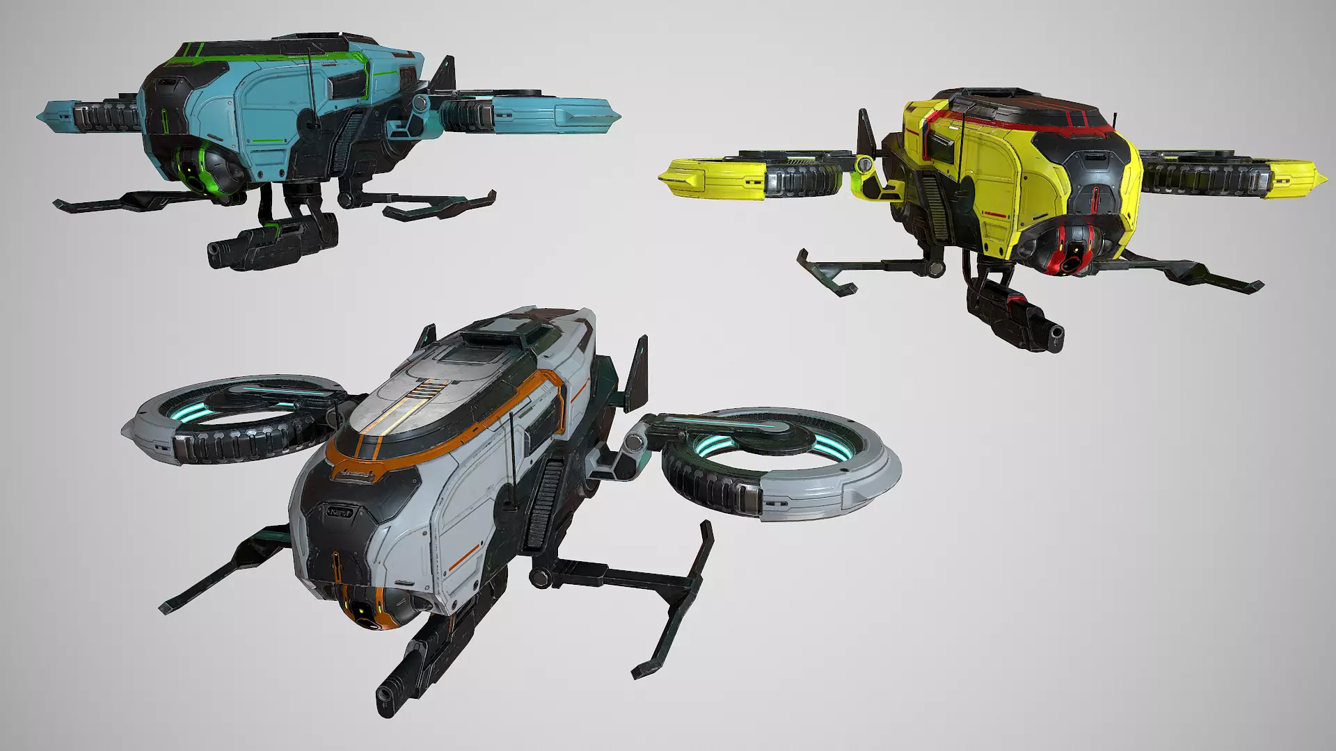 Drone sci fi low poly  Low-poly 3D model_8