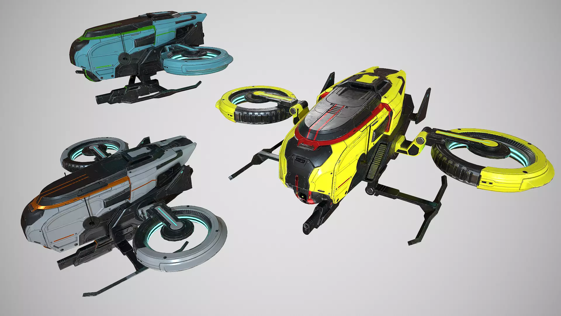 Drone sci fi low poly  Low-poly 3D model_9
