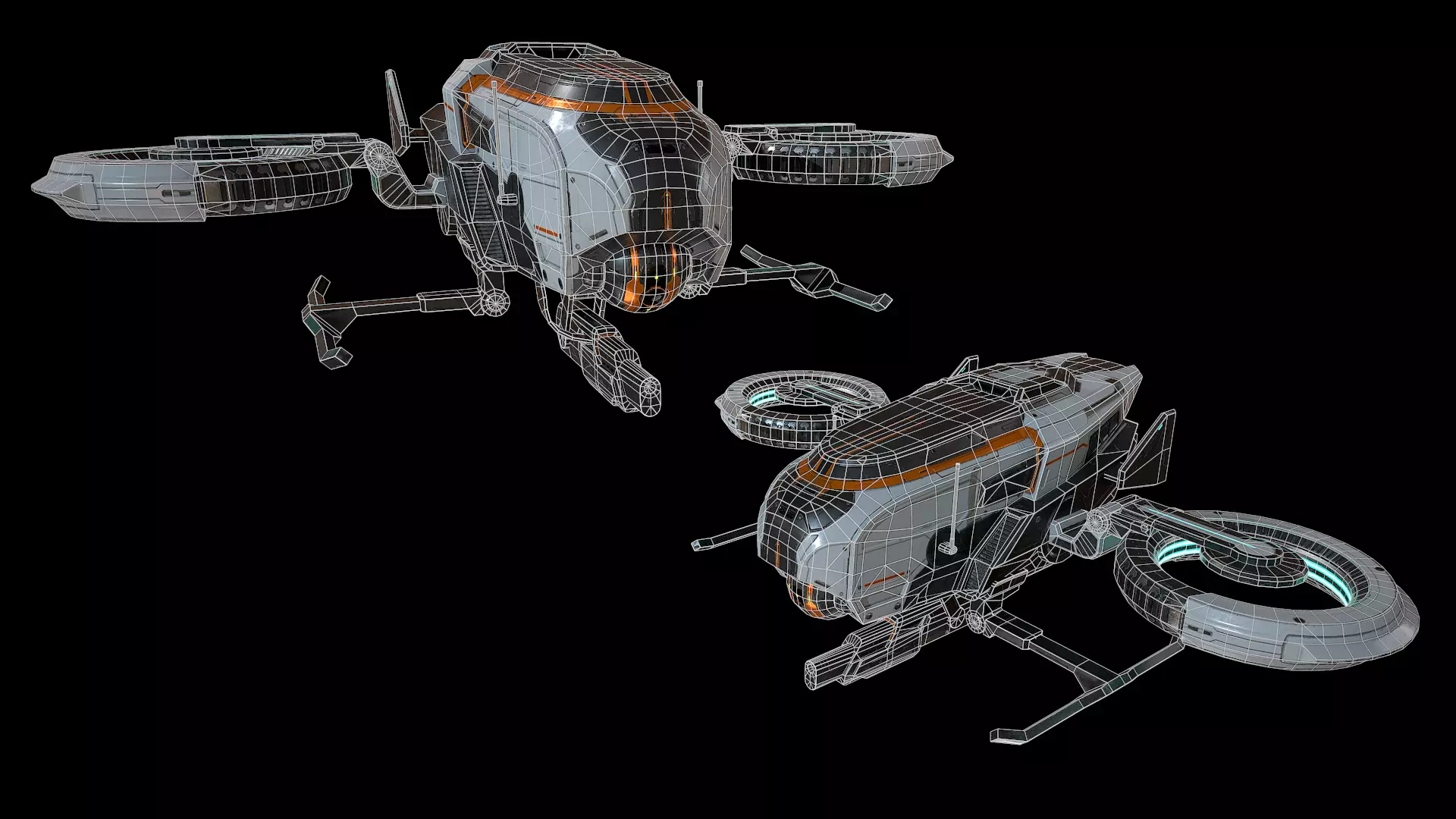 Drone sci fi low poly  Low-poly 3D model_11