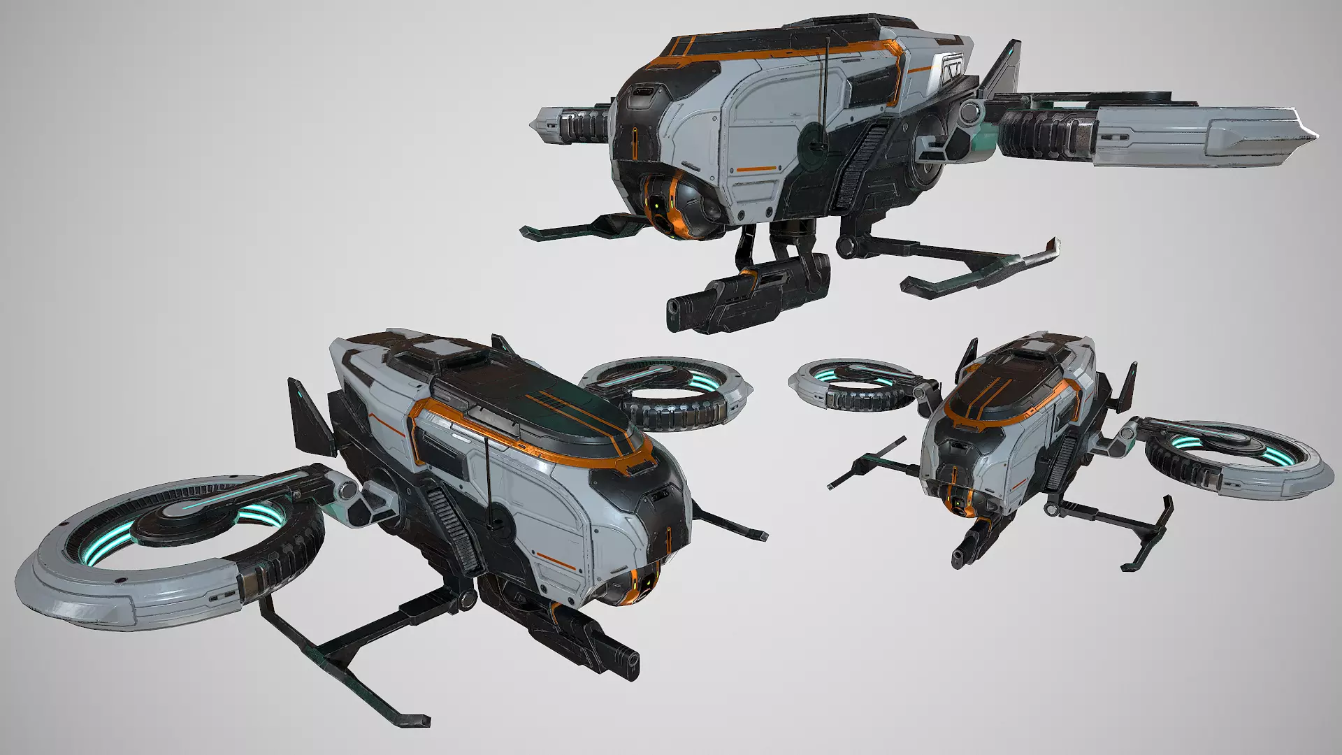 Drone sci fi low poly  Low-poly 3D model_3