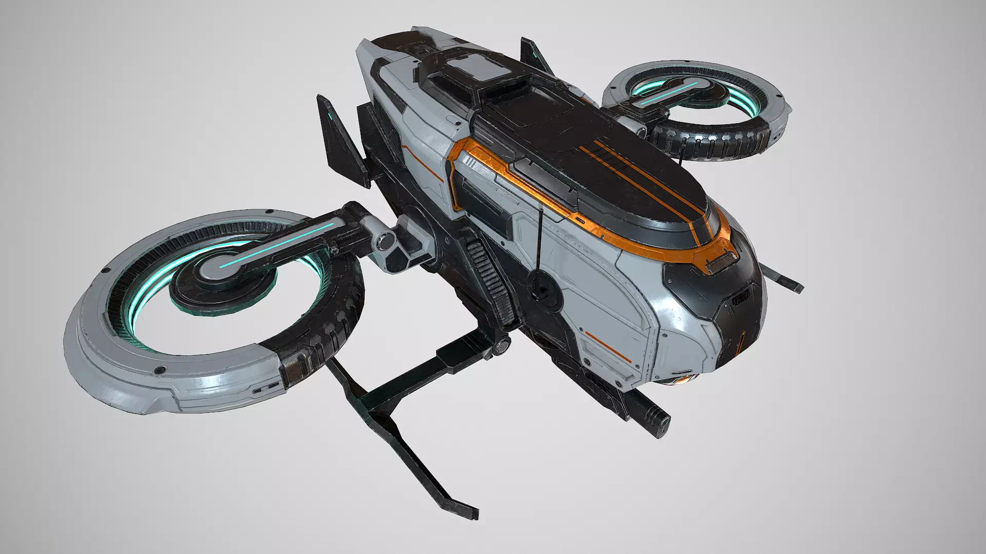 Drone sci fi low poly  Low-poly 3D model_4