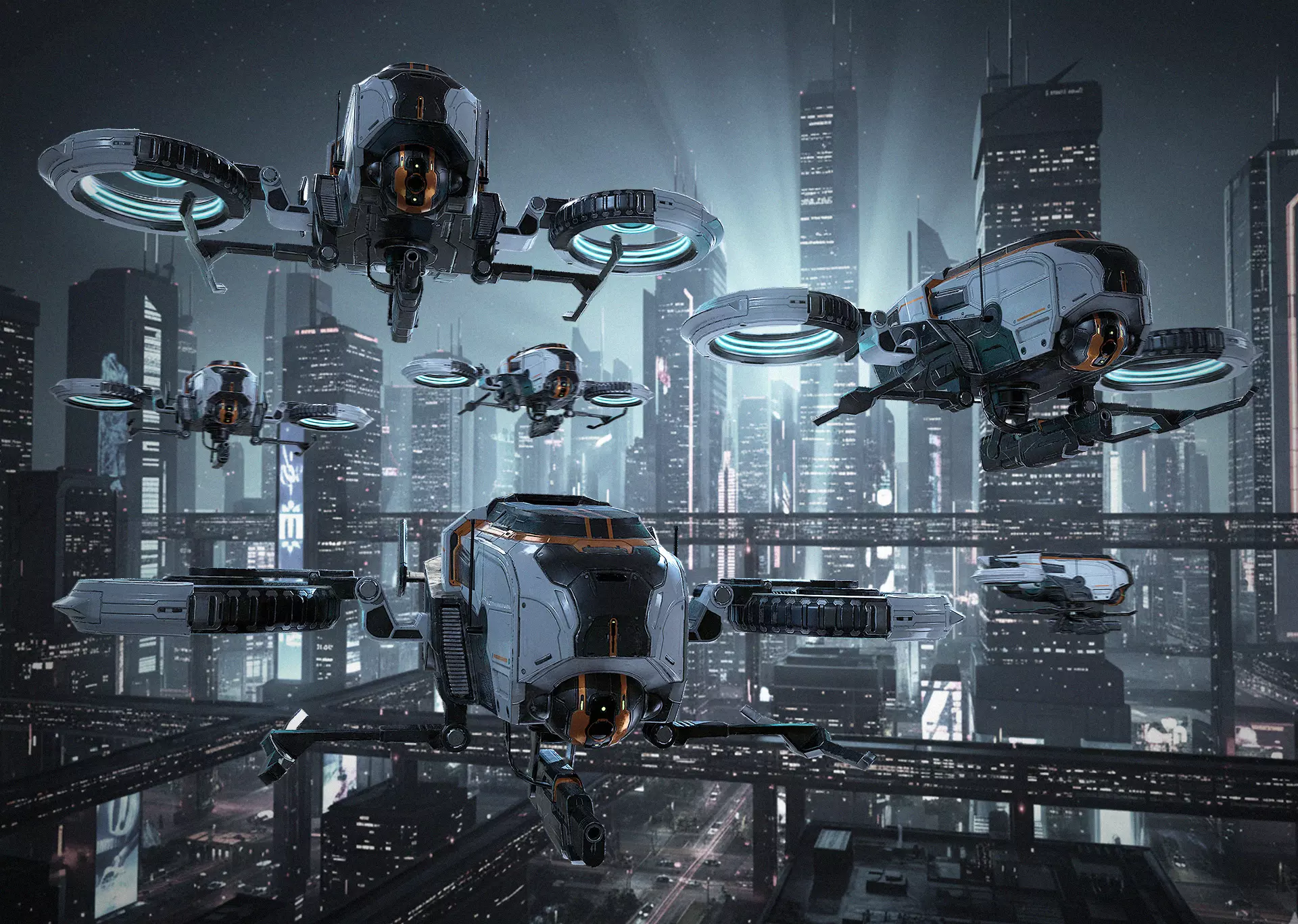 Drone sci fi low poly  Low-poly 3D model_0