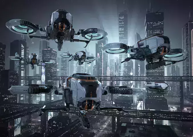 Drone sci fi low poly  Low-poly 3D model