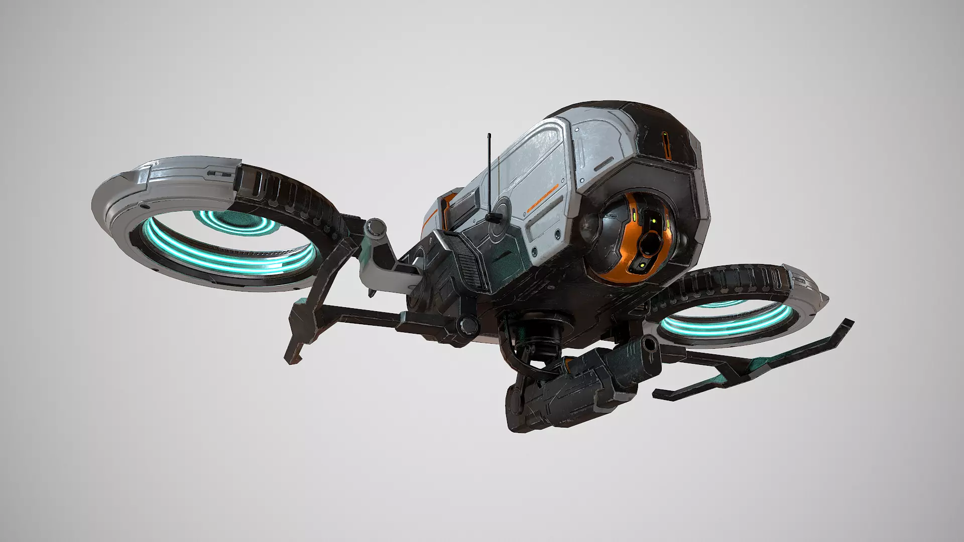 Drone sci fi low poly  Low-poly 3D model_6