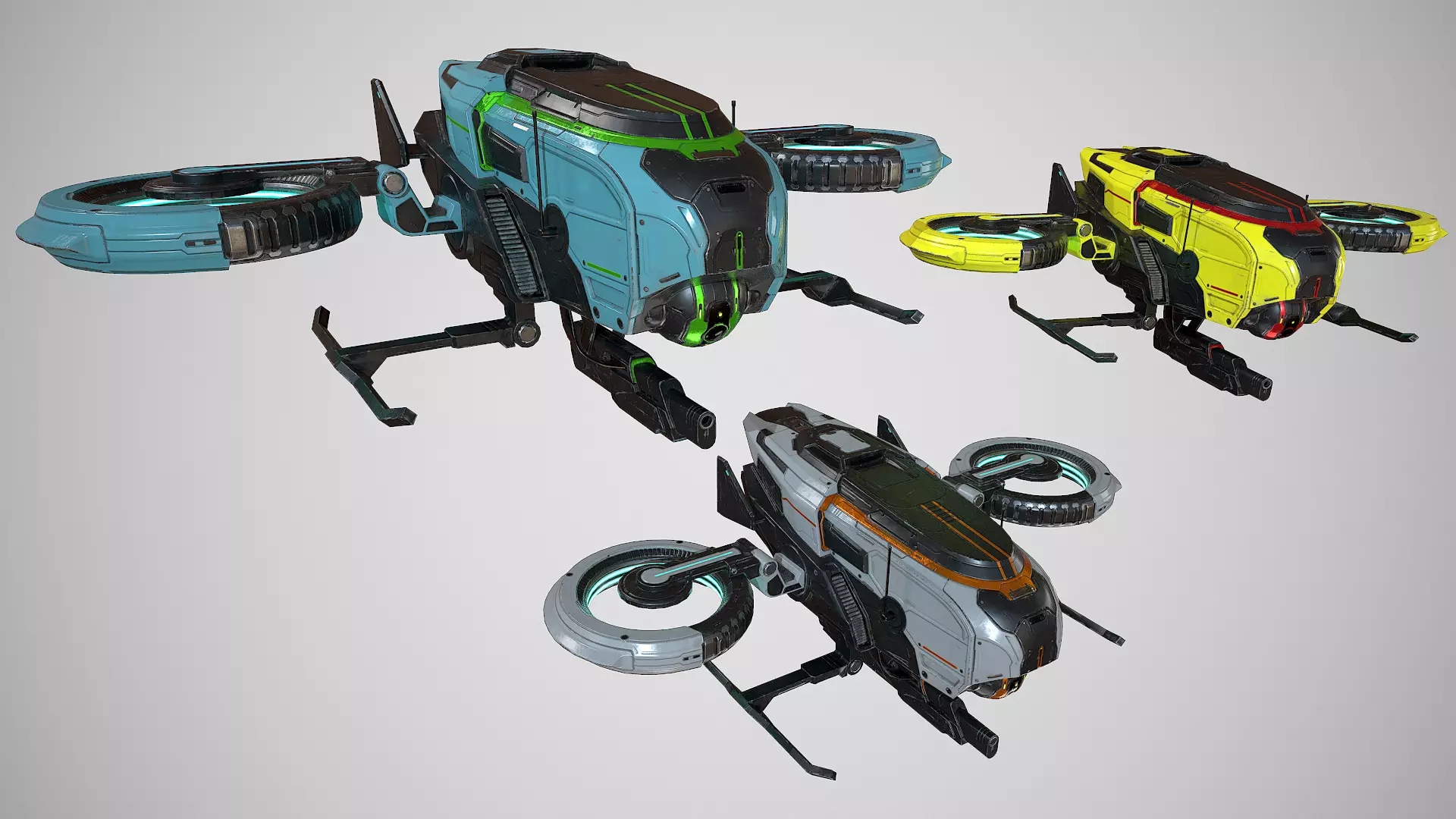 Drone sci fi low poly  Low-poly 3D model_7