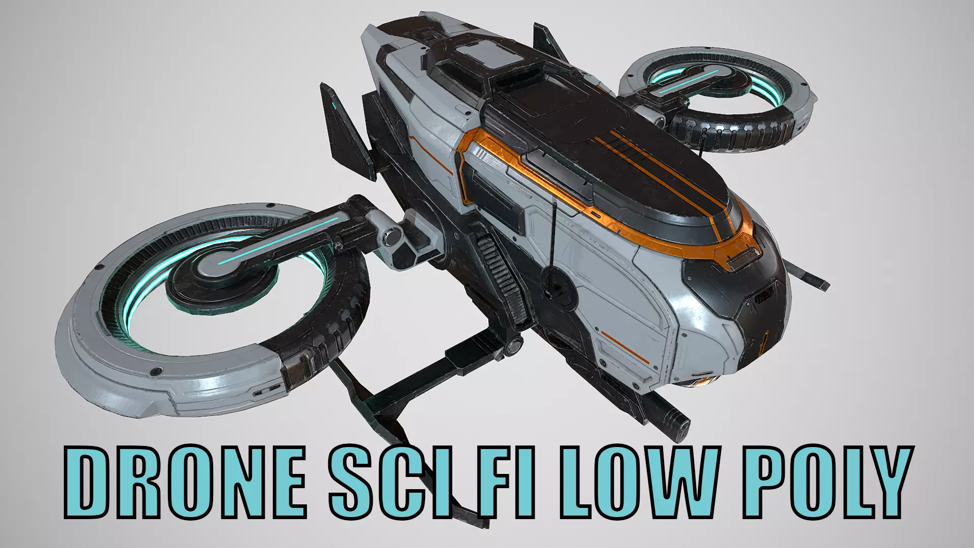 Drone sci fi low poly  Low-poly 3D model_2