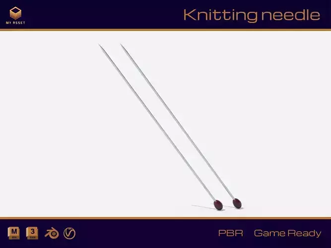 Knitting needle Low-poly 3D model