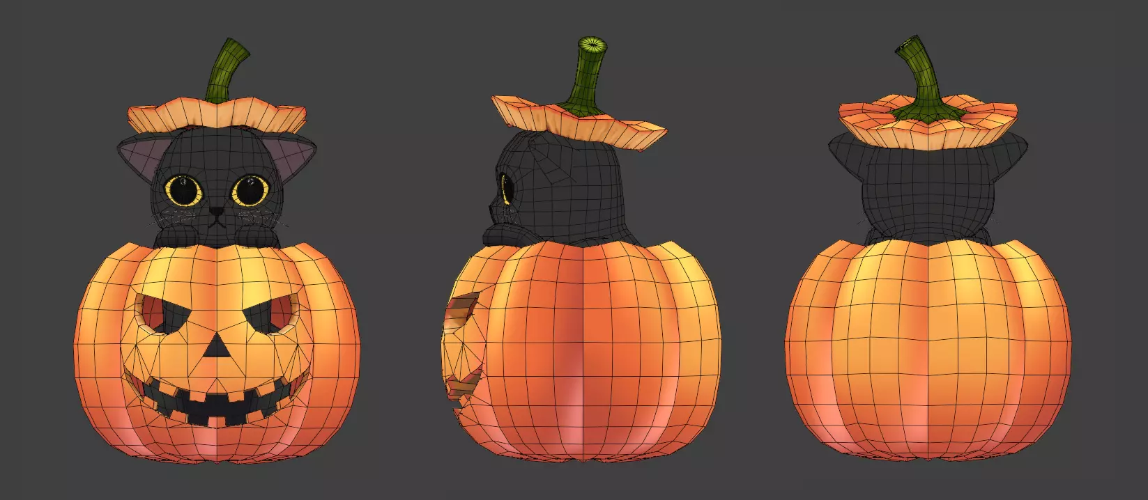 Cute Halloween Character Pack Low-poly 3D model_10