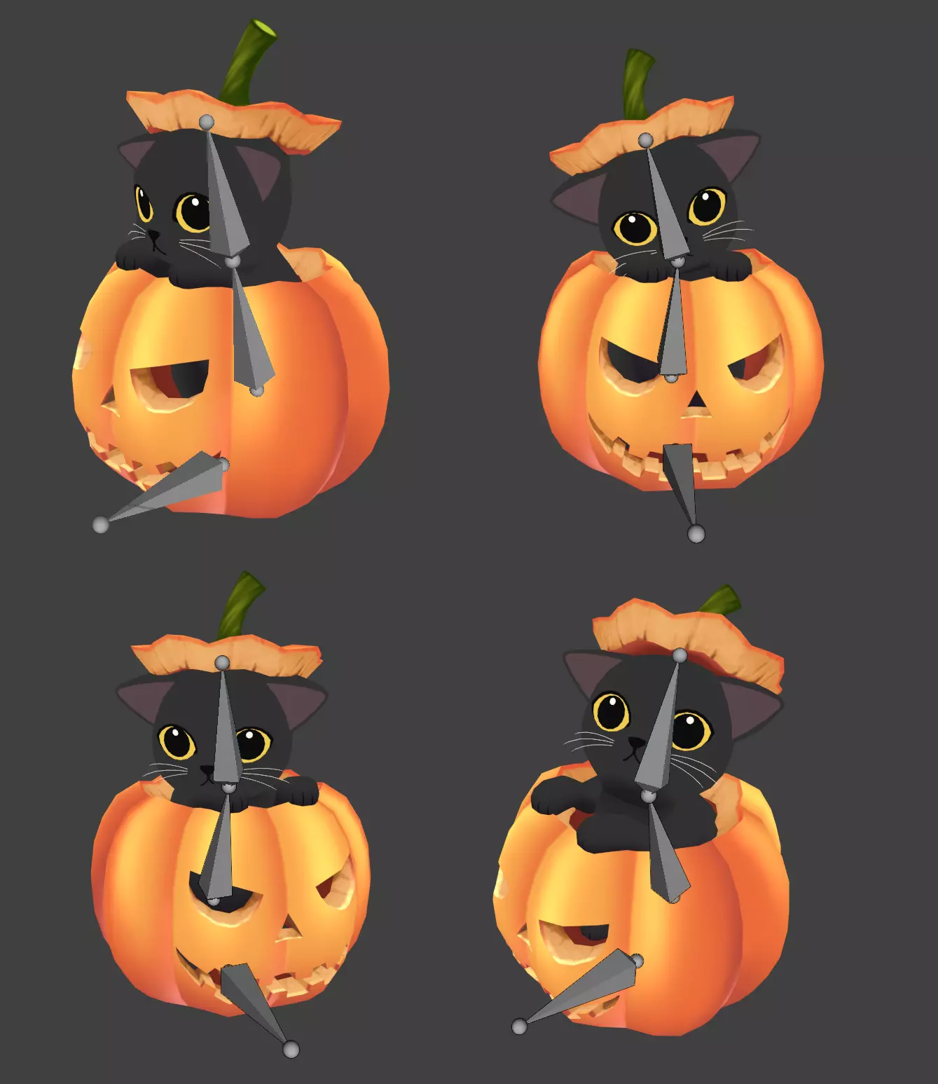 Cute Halloween Character Pack Low-poly 3D model_13