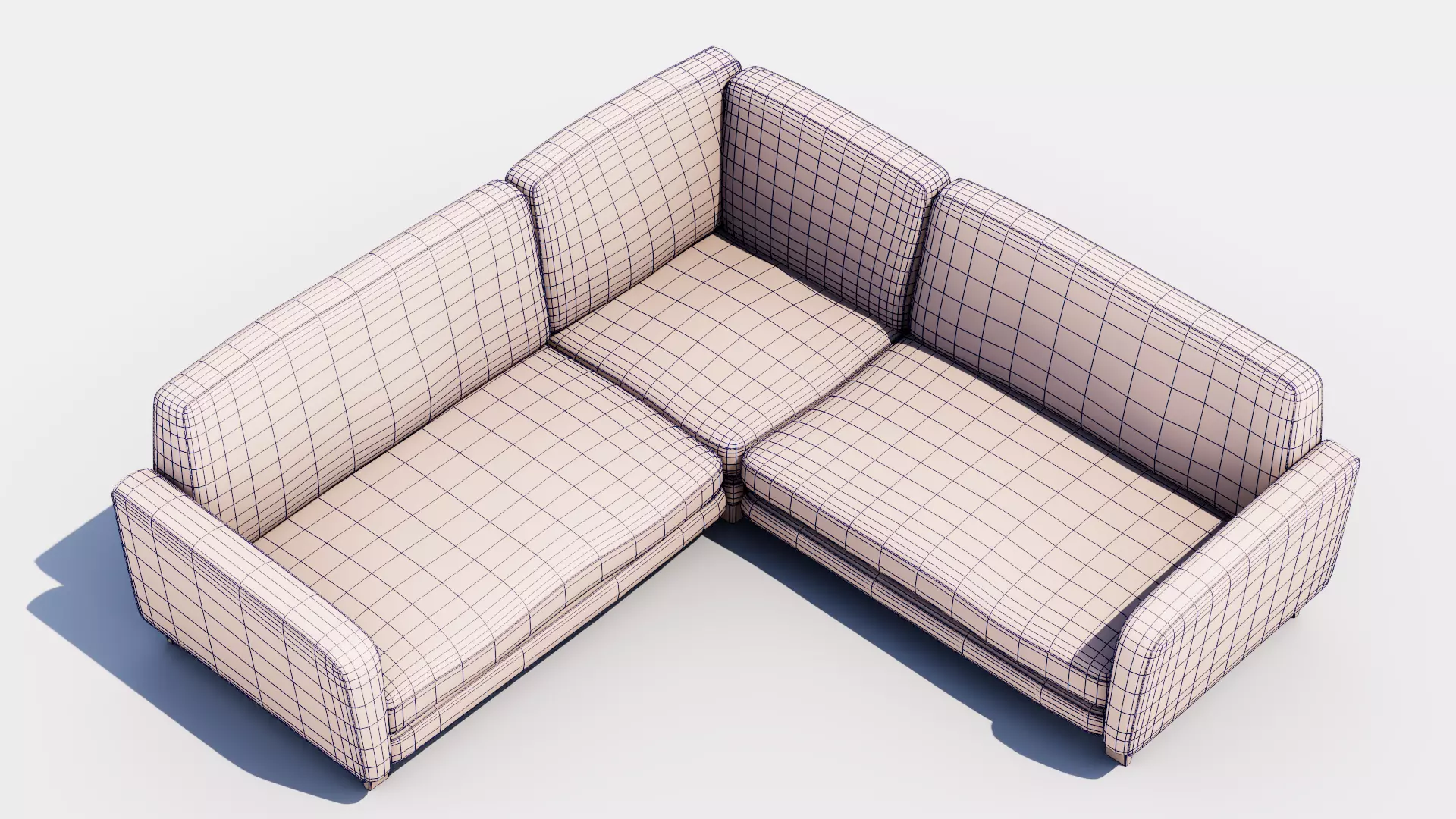 L Sofa Low-poly 3D model_7