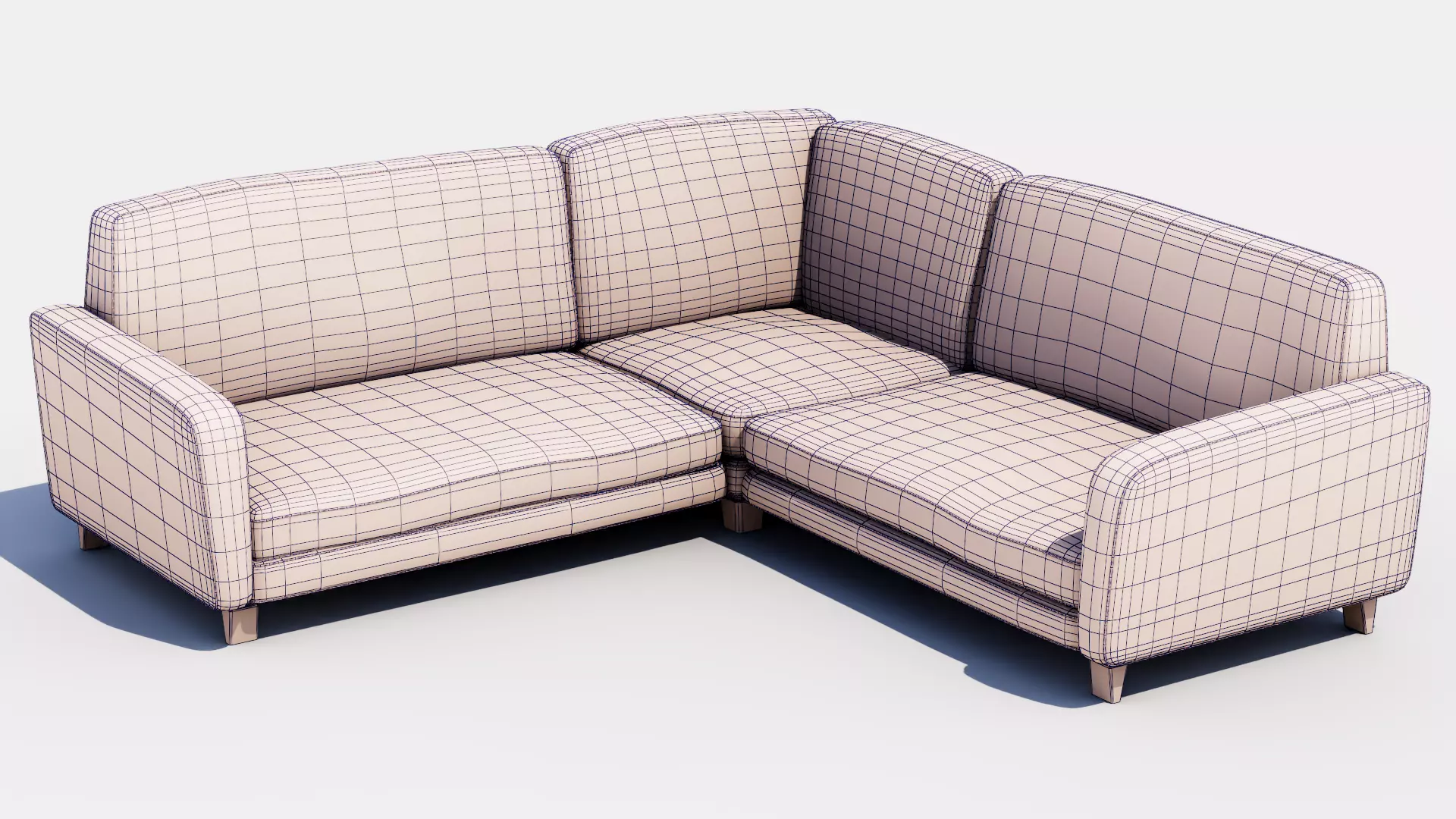 L Sofa Low-poly 3D model_6