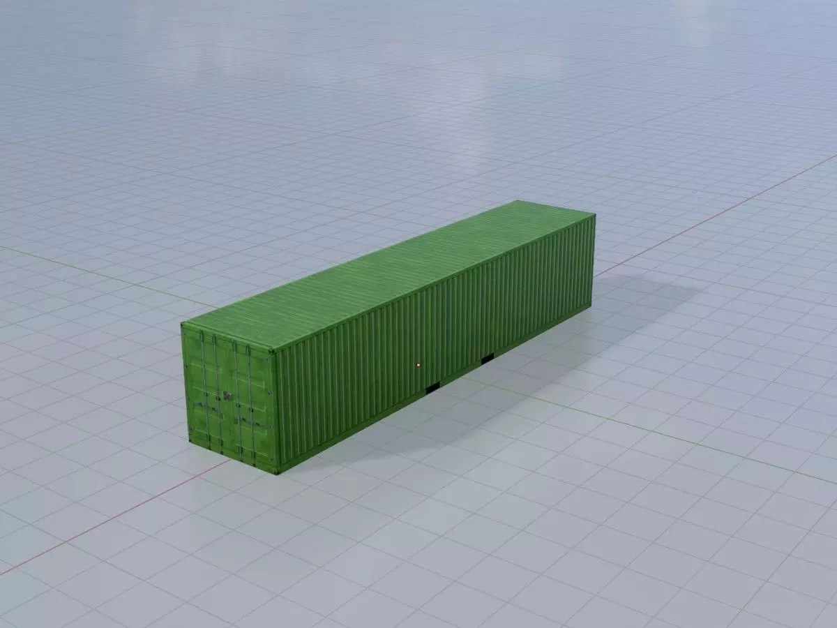 Shipping-Container Yellow-Green 40ft Low-poly 3D model_3