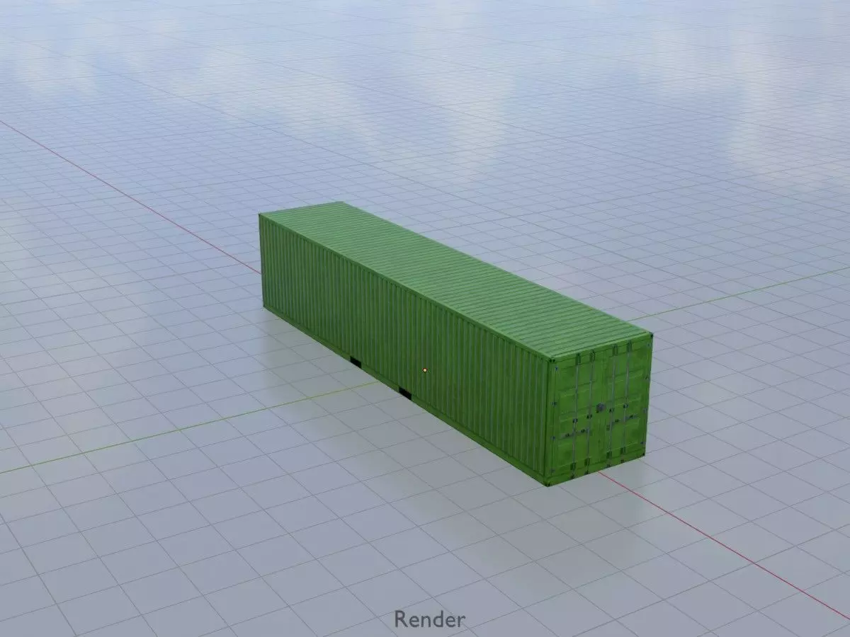 Shipping-Container Yellow-Green 40ft Low-poly 3D model_14