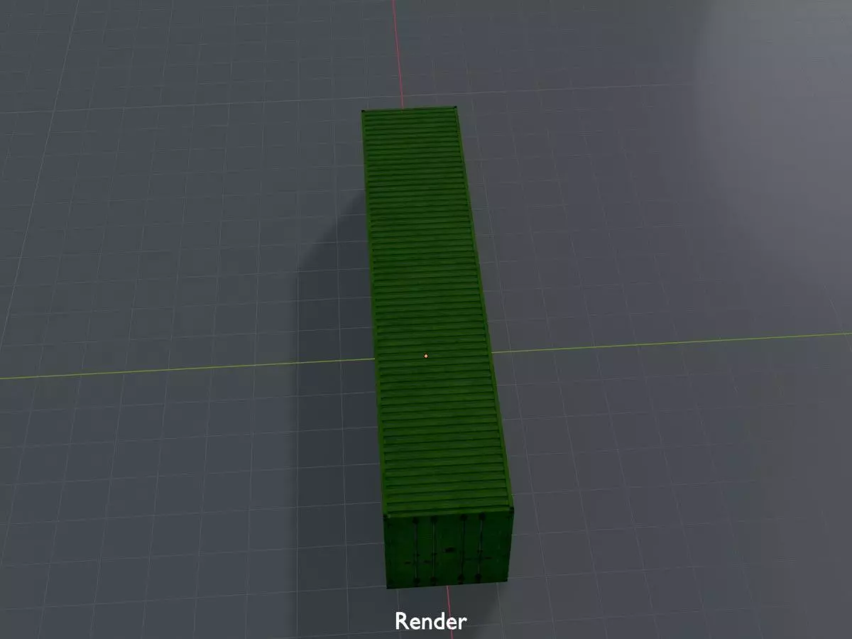 Shipping-Container Yellow-Green 40ft Low-poly 3D model_17