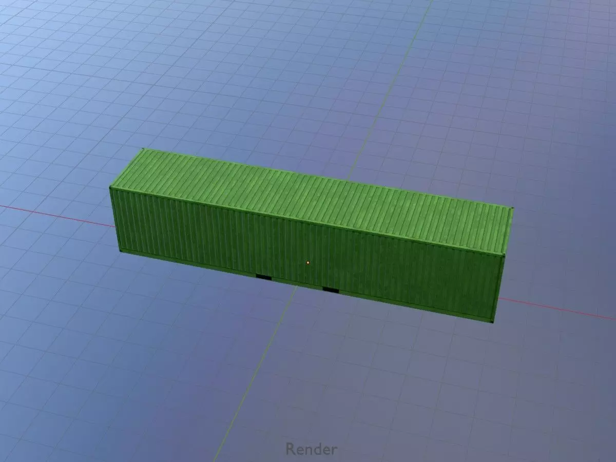 Shipping-Container Yellow-Green 40ft Low-poly 3D model_20