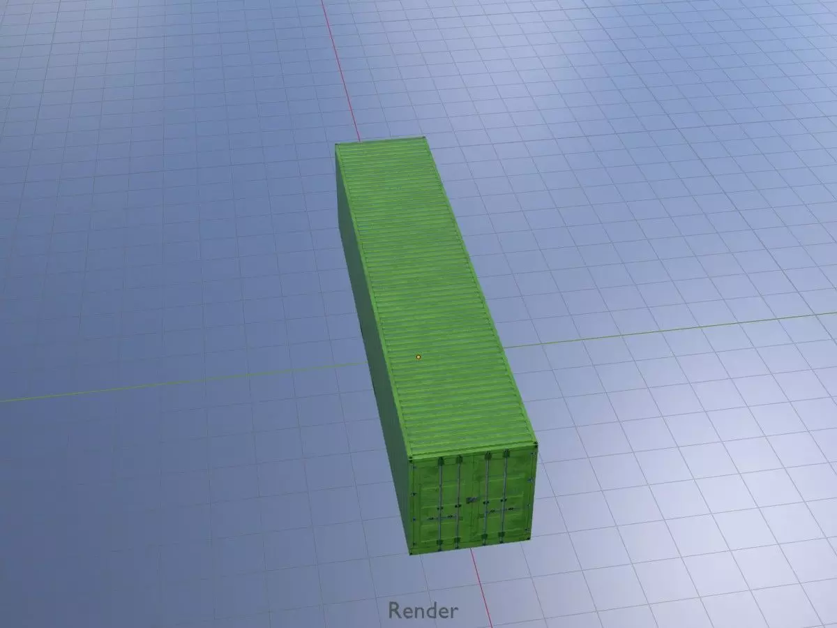 Shipping-Container Yellow-Green 40ft Low-poly 3D model_19
