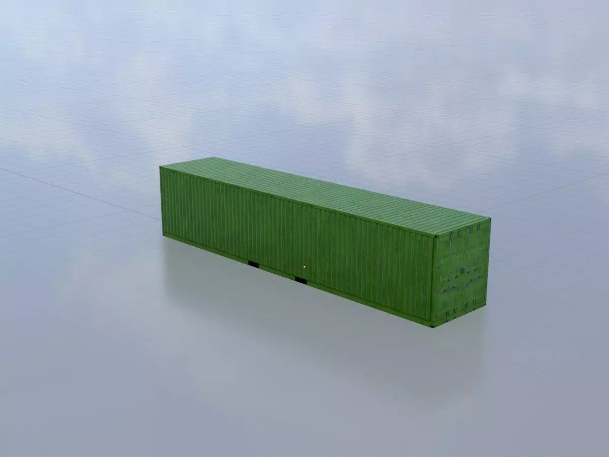 Shipping-Container Yellow-Green 40ft Low-poly 3D model_0