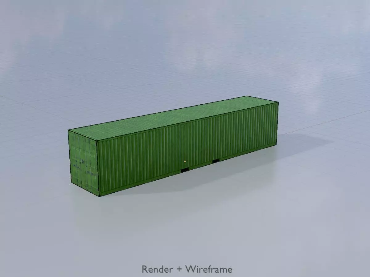Shipping-Container Yellow-Green 40ft Low-poly 3D model_7