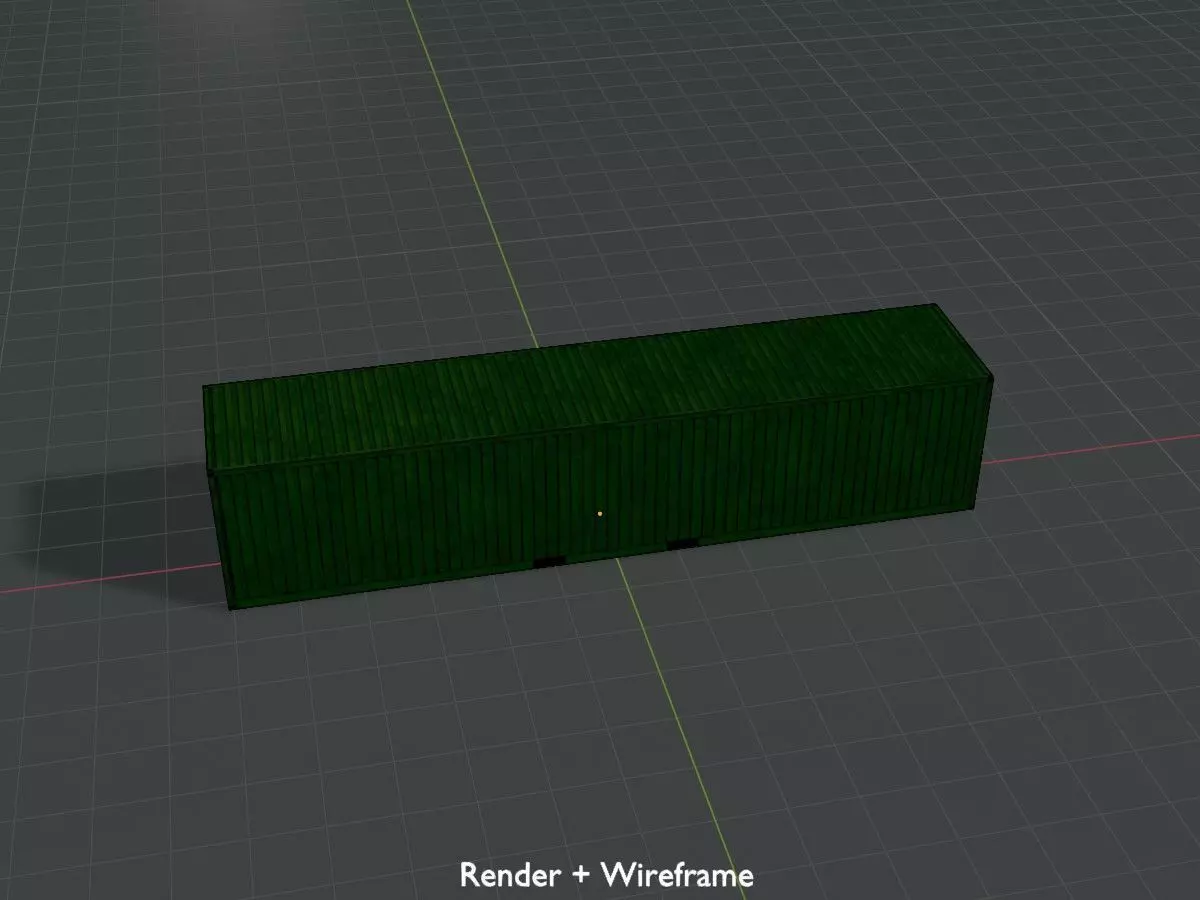 Shipping-Container Yellow-Green 40ft Low-poly 3D model_9