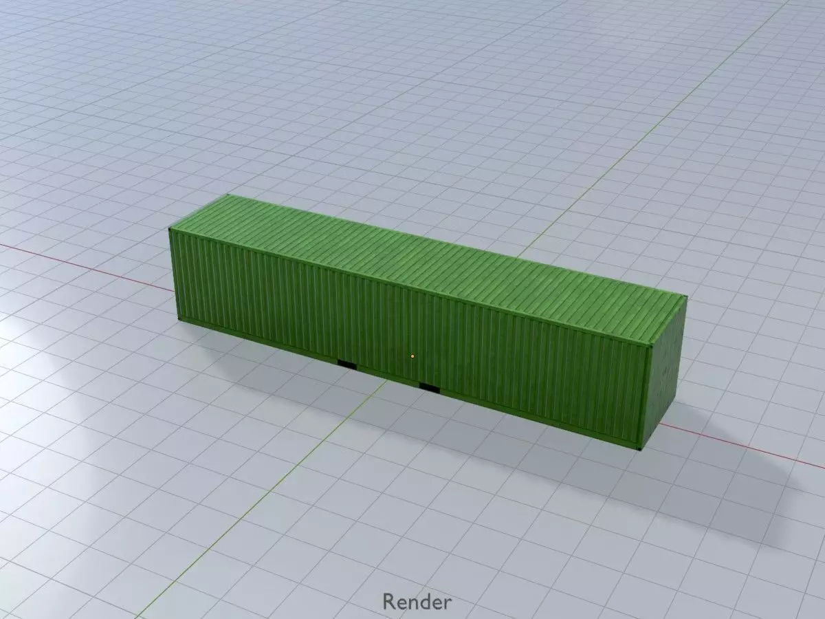 Shipping-Container Yellow-Green 40ft Low-poly 3D model_16
