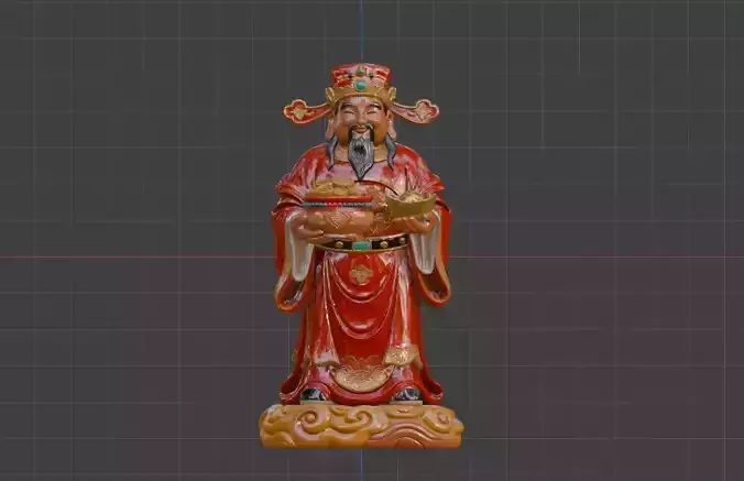 3D model of the sculpture of the God of Wealth 3D print model
