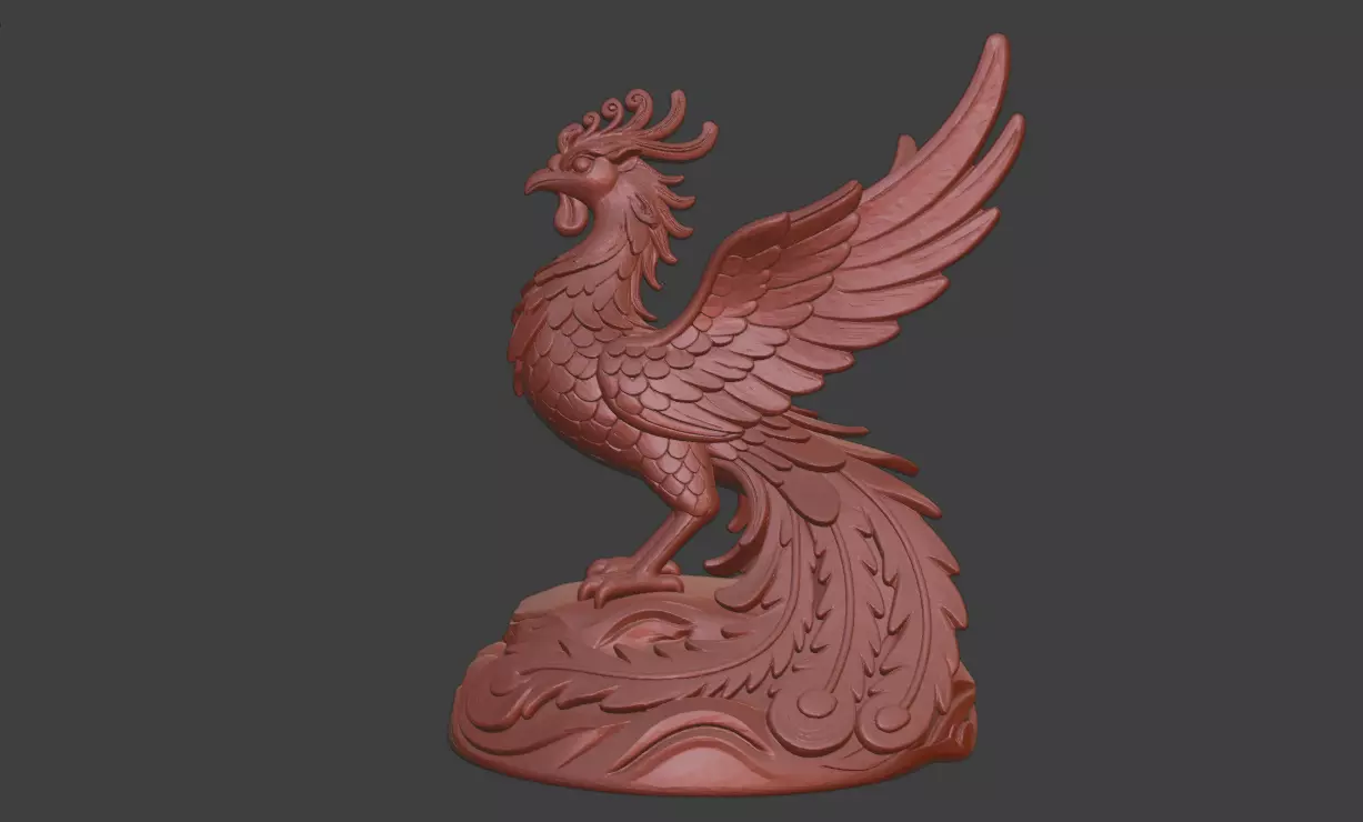 The Shan Hai Jing divine bird phoenix sculpture 3D print model_5