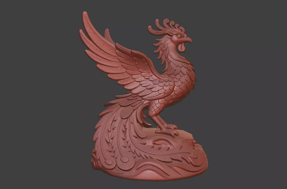 The Shan Hai Jing divine bird phoenix sculpture 3D print model_3