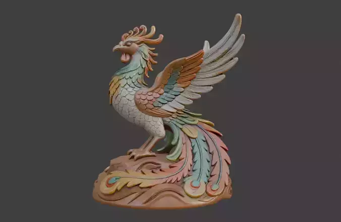 The Shan Hai Jing divine bird phoenix sculpture