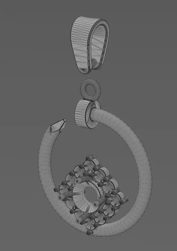 Diamond cluster motif nail pendant charm 3D print model_13