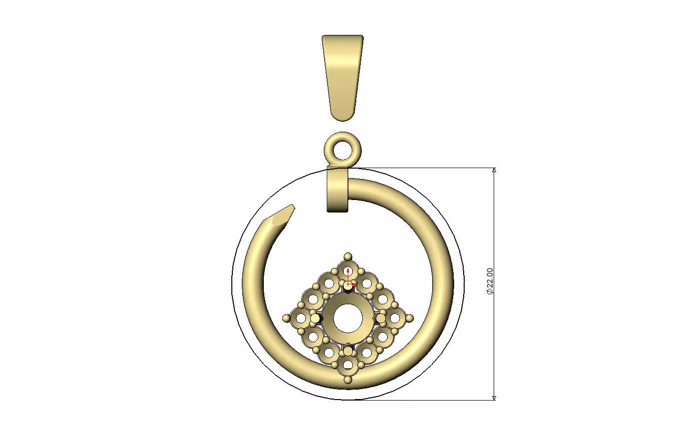 Diamond cluster motif nail pendant charm 3D print model_6