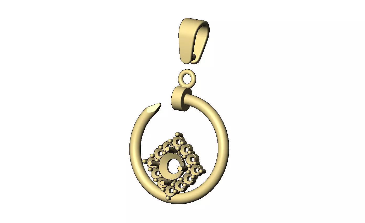 Diamond cluster motif nail pendant charm 3D print model_5