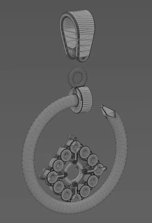 Diamond cluster motif nail pendant charm 3D print model_14