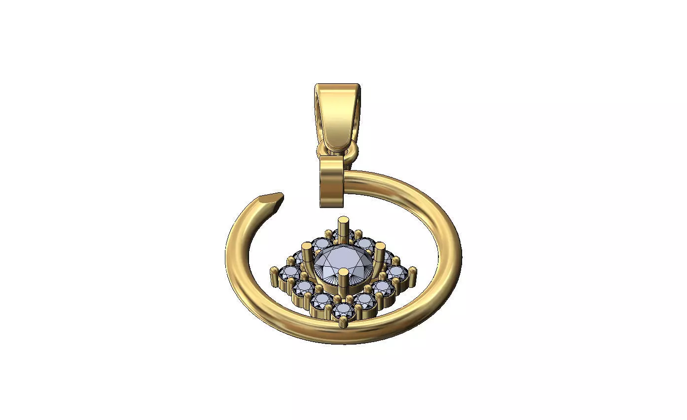 Diamond cluster motif nail pendant charm 3D print model_2