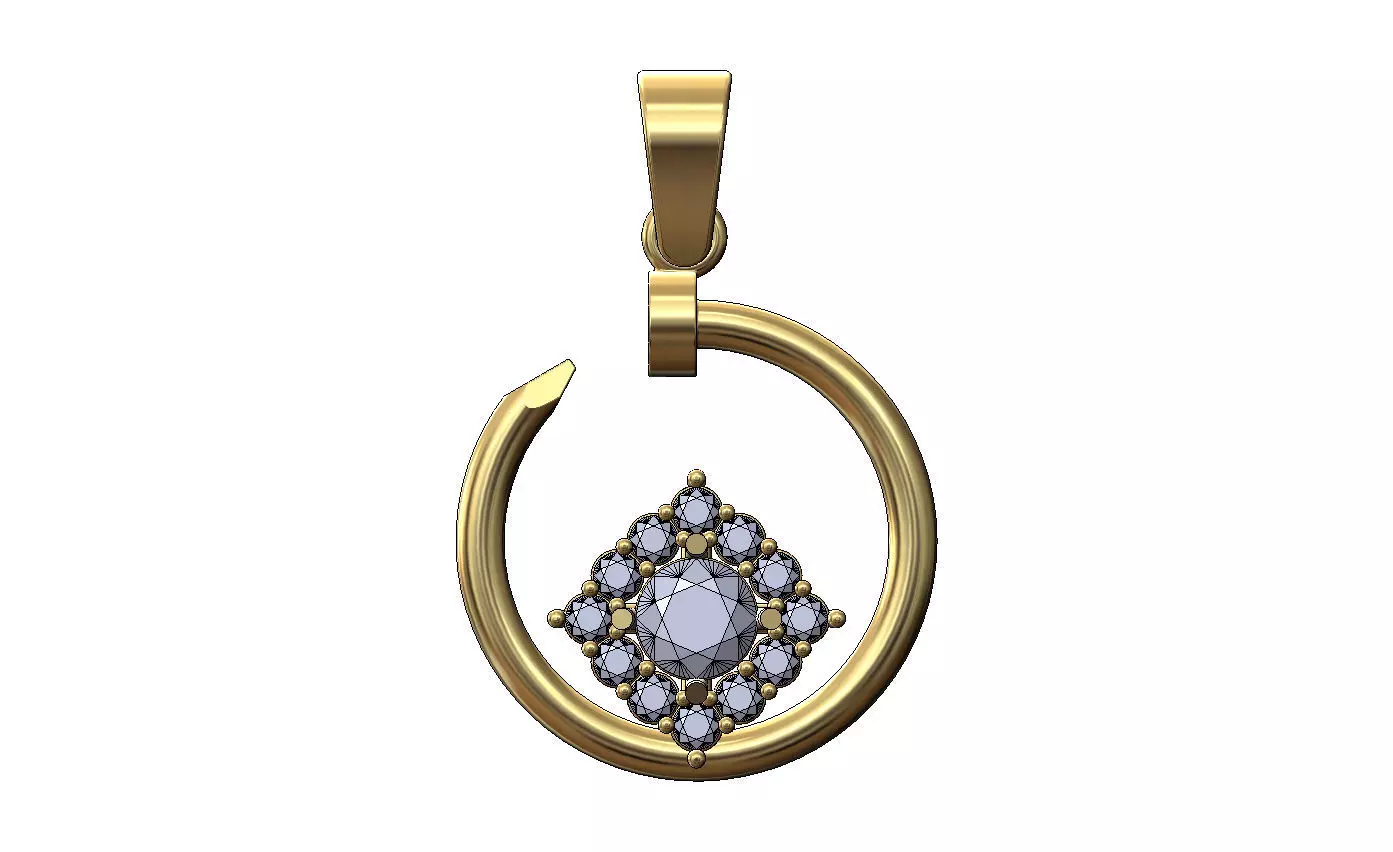 Diamond cluster motif nail pendant charm 3D print model_1