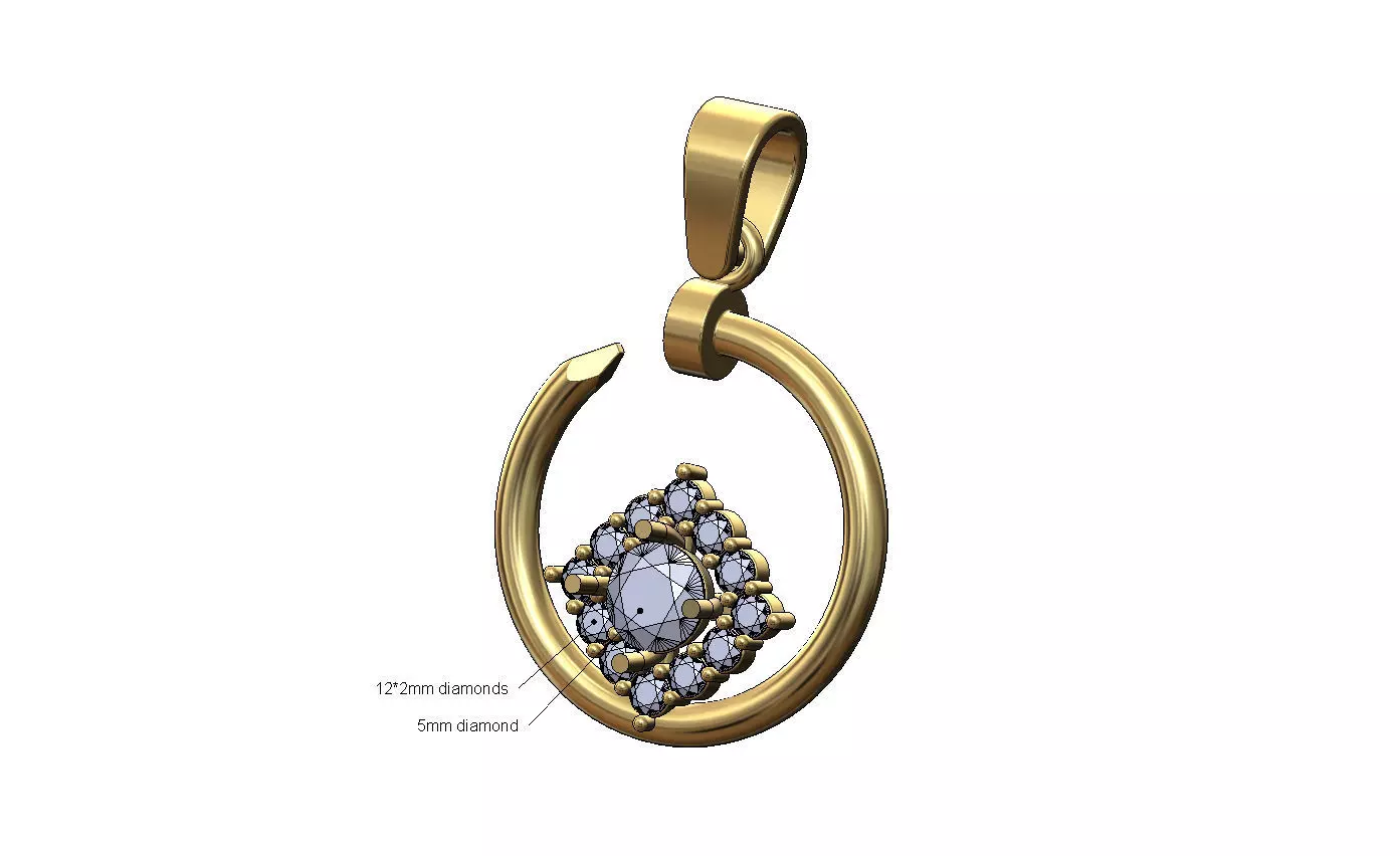 Diamond cluster motif nail pendant charm 3D print model_0