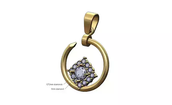 Diamond cluster motif nail pendant charm 3D print model