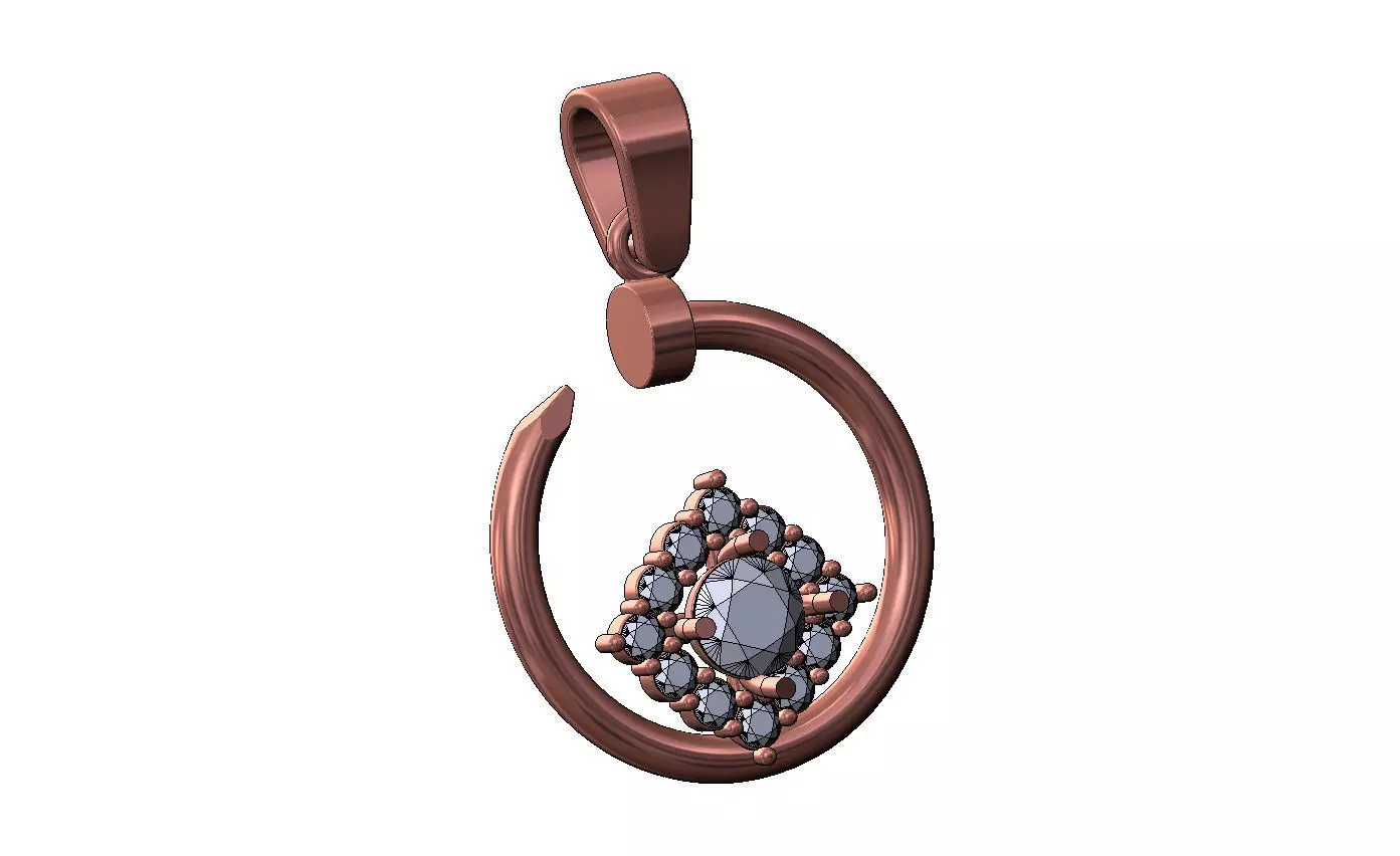 Diamond cluster motif nail pendant charm 3D print model_10