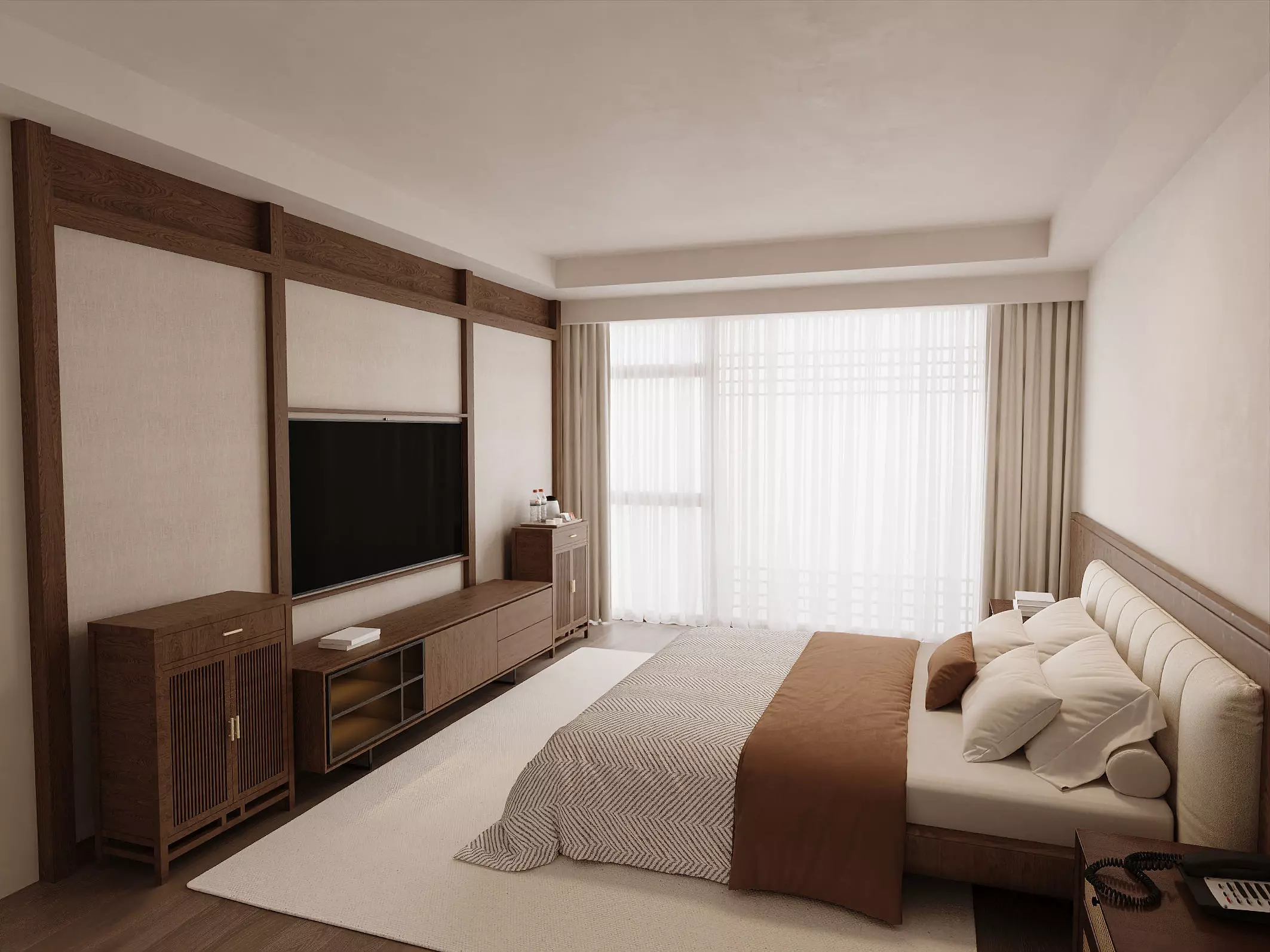 Japandi Minimal Bedroom 3D model_1