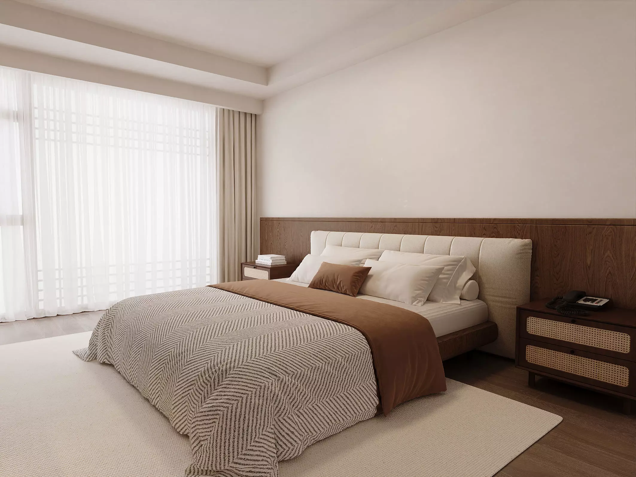Japandi Minimal Bedroom 3D model_2