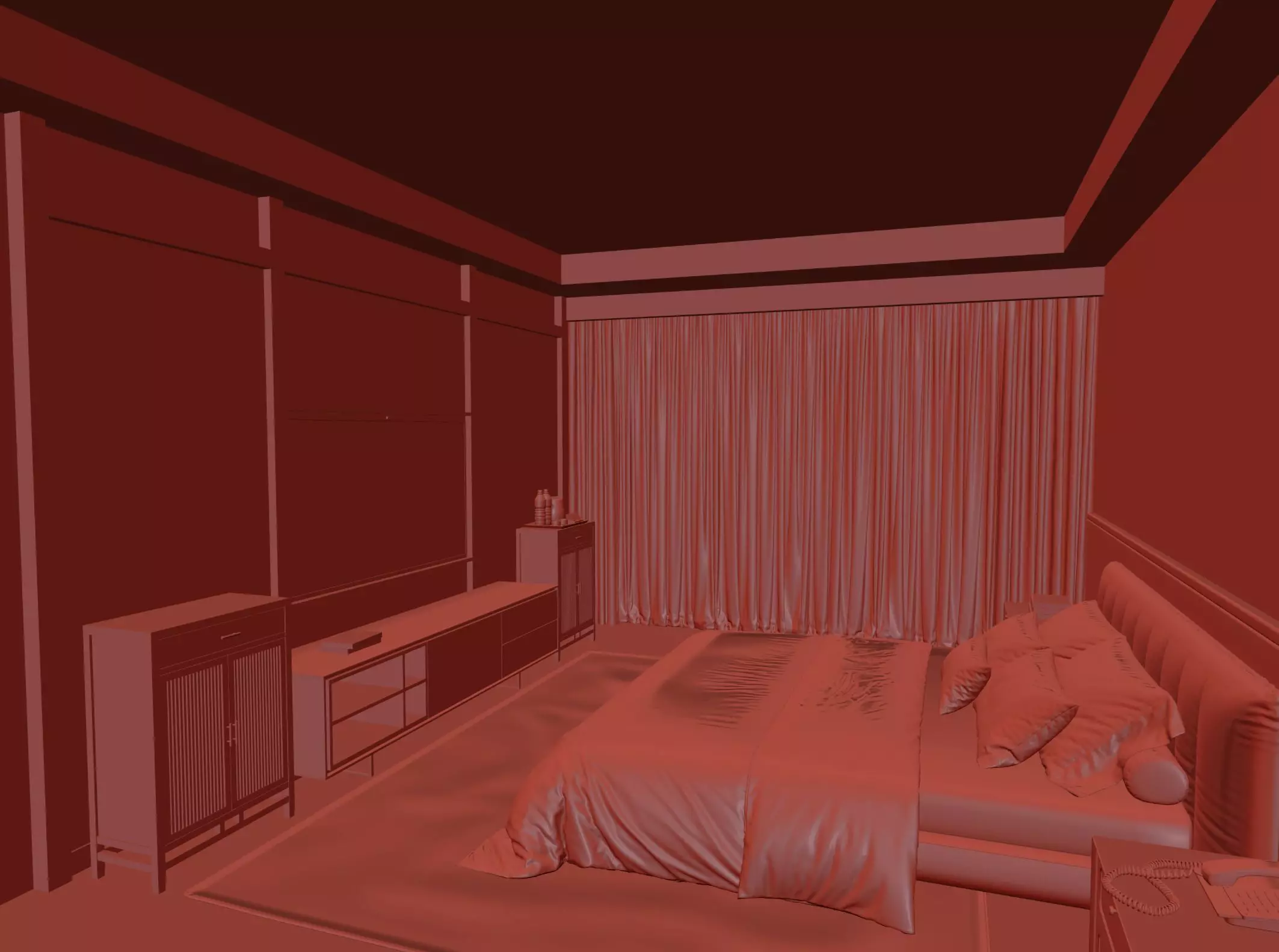 Japandi Minimal Bedroom 3D model_5