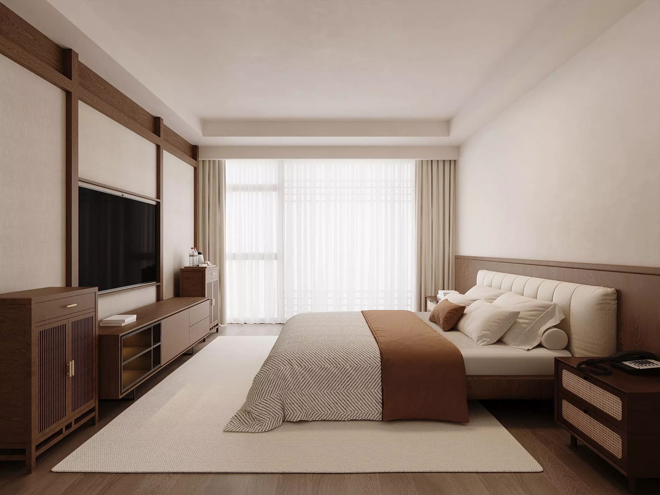 Japandi Minimal Bedroom 3D model_0