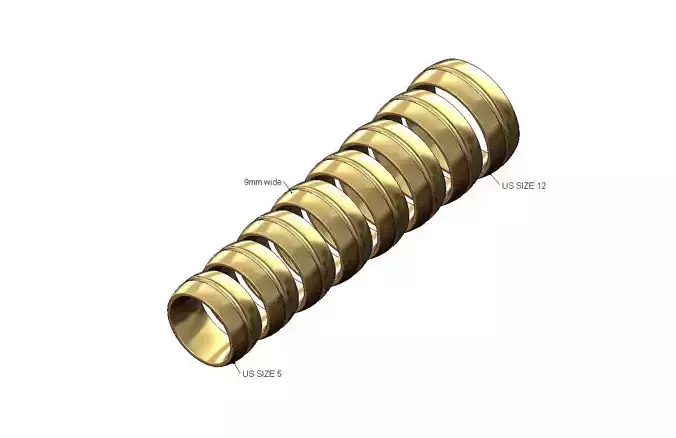 9mm wide grooved comfort fit wedding band US sizes 5to12 3D print model