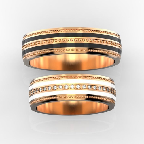 Wedding bands with enamel