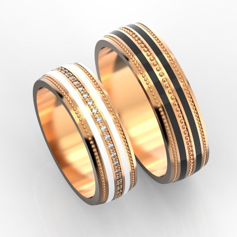 Wedding bands with enamel 3D print model_1