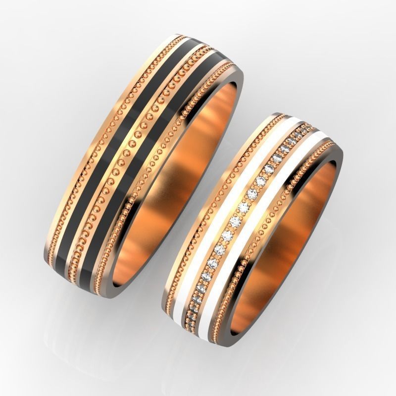 Wedding bands with enamel 3D print model_2