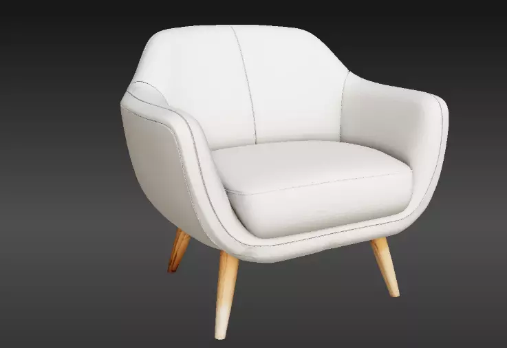 Minimalist Scandinavian Lounge Chair 3D Model Interior Chair Low-poly 3D model_1