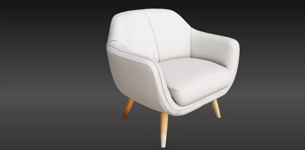 Minimalist Scandinavian Lounge Chair 3D Model Interior Chair Low-poly 3D model_3