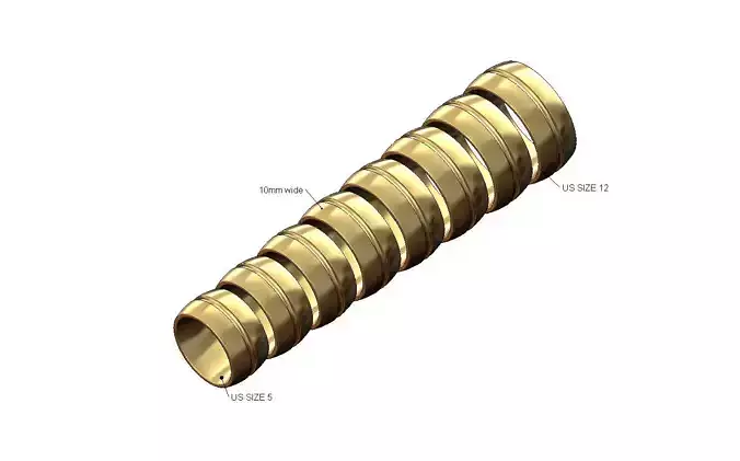 10mm wide grooved comfort fit wedding band US sizes 5to12 3D print model