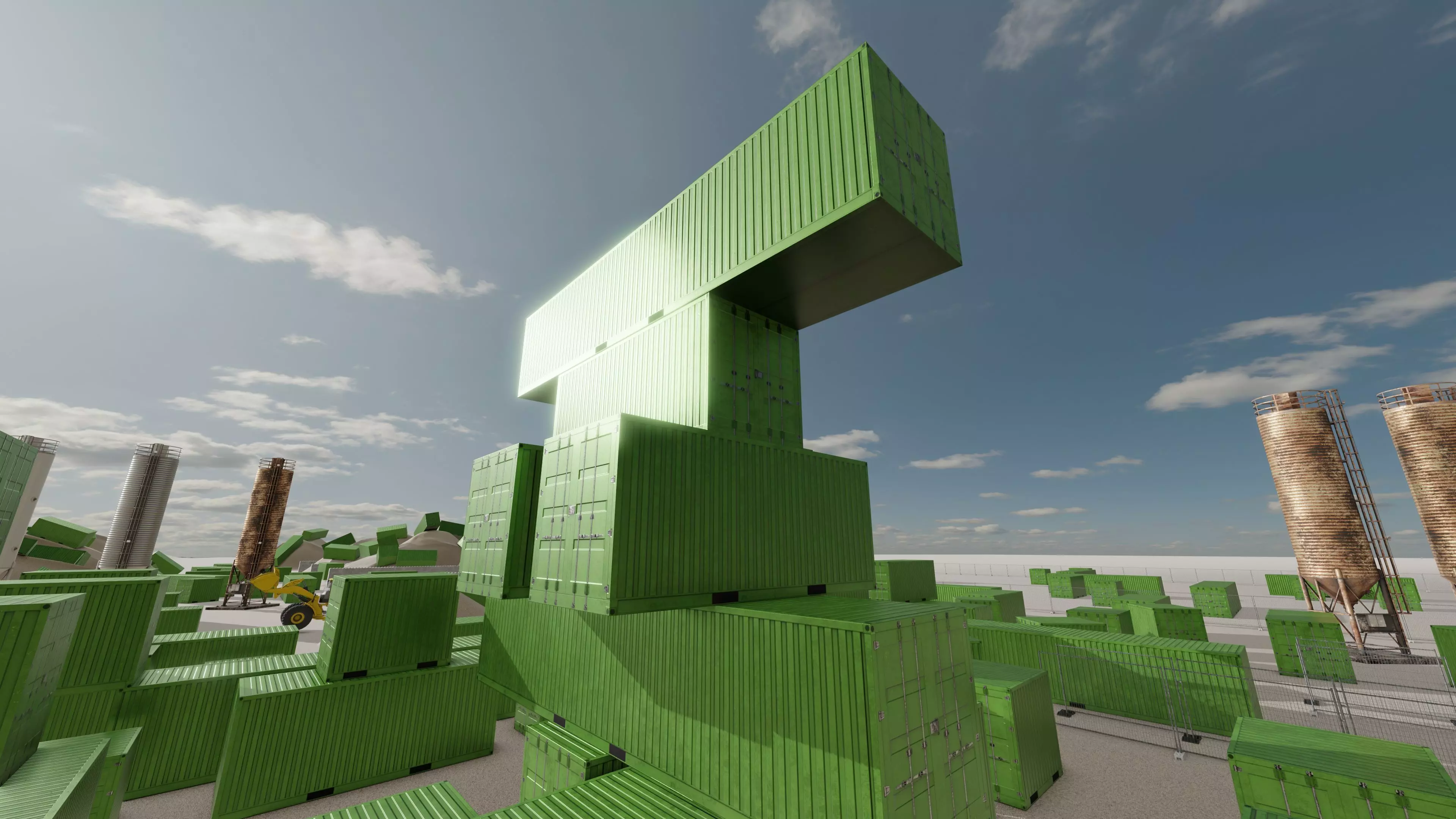 ISO-Container Yellow-Green all Versions 3D Model Collection_0